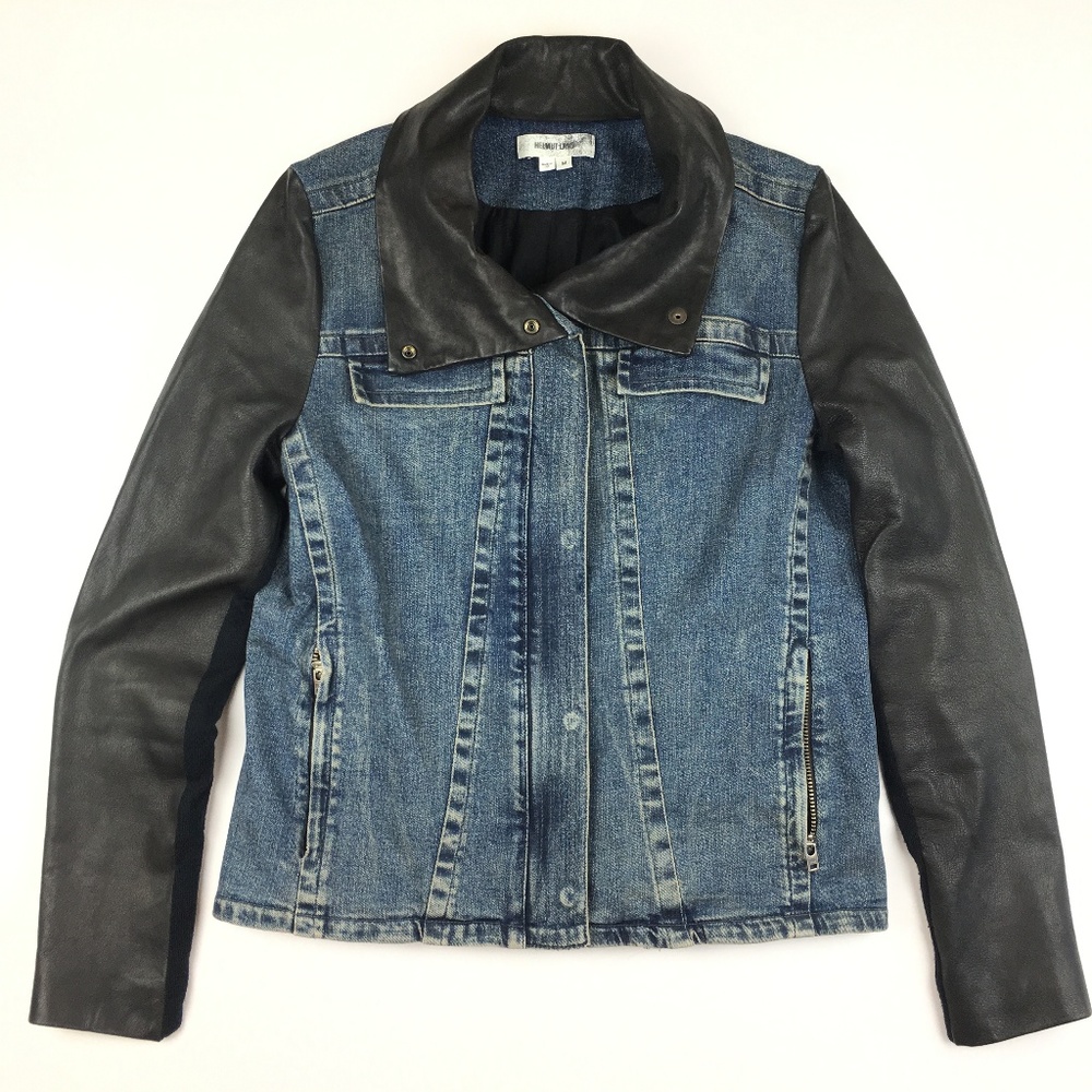 Helmut Lang Leather Accented Denim Jacket RARE